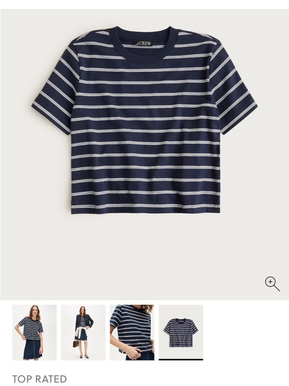 J.Crew Boyfriend Jersey Relaxed Cropped Tee in Stripe - Picture 2 of 6